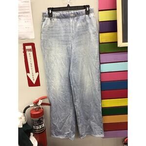 Anybody women’s sweatpants faux wide leg jeans small light wash new from qvc
